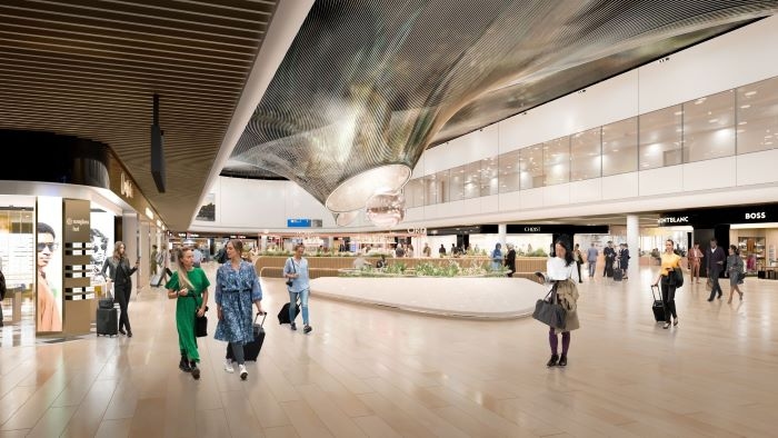 Terminal 3 van de luchthaven van Frankfurt: winkelcentrum met 25 gates